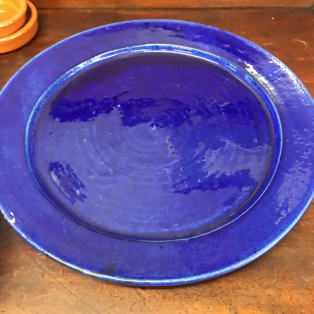 Large Blue Platter, Large Blue Plates & Terrocotta Bowls x8 Image 1++